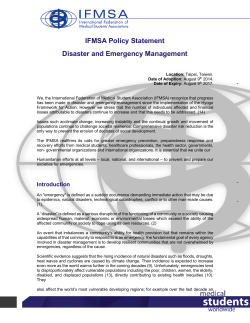 IFMSA Policy Statement Disaster and Emergency