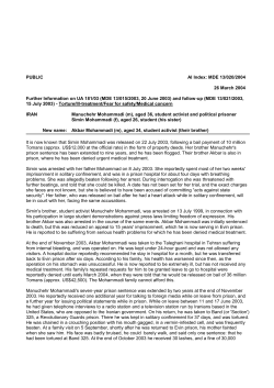 PUBLIC AI Index: MDE 13/020/2004 26 March 2004 Further