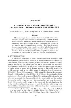 stability of armor stones of a submerged wide-crown
