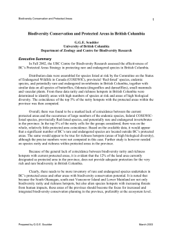 Biodiversity Conservation and Protected Areas in British Columbia