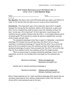 MiSP Simple Machines/Levers Worksheet #2 L3 Clever Lever 3