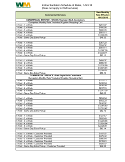 Incline Sanitation Schedule of Rates, 1-Oct