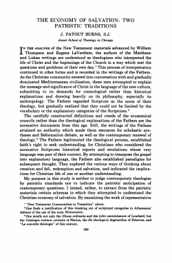 the economy of salvation: two patristic traditions