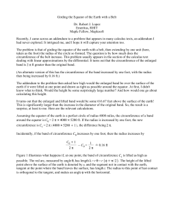 Girding the Equator of the Earth with a Belt Dr. Robert J. Lopez