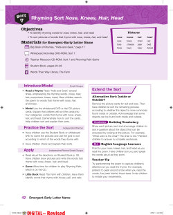 7 Rhyming Sort Nose, Knees, Hair, Head