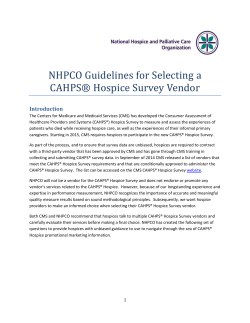 NHPCO Guidelines for Selecting a CAHPS&reg; Hospice Survey Vendor