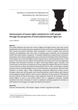 Advancement of human rights standards for LGBT