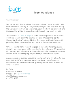 Team Handbook - a door to hope