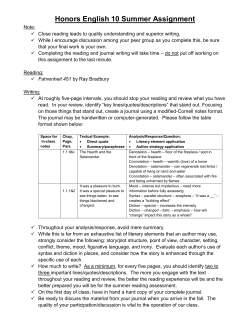 Honors English 10 Summer Assignment