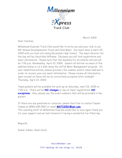 March 2009 Dear Coaches, Millennium Express Track Club would