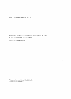 Primary school curriculum reform in the Western State