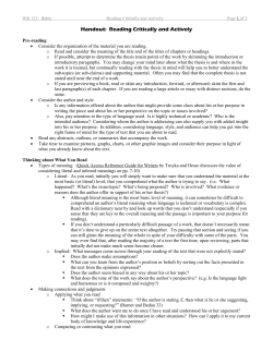 Handout: Reading Critically and Actively