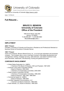Full R&eacute;sum&eacute; - University of Colorado
