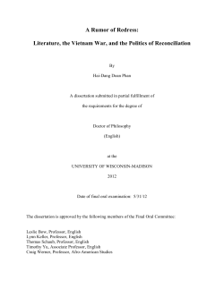 A Rumor of Redress: Literature, the Vietnam War, and the Politics of