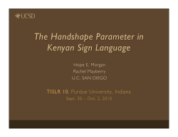 The Handshape Parameter in Kenyan Sign