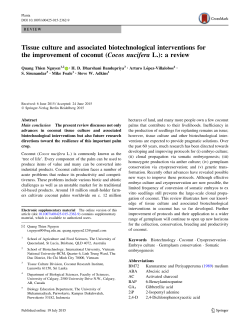 Tissue culture and associated biotechnological interventions for the