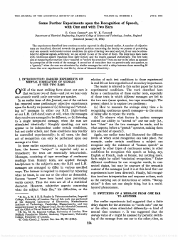 Some Further Experiments upon the Recognition of