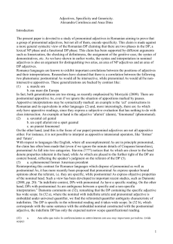 Adjectives, Specificity and Genericity