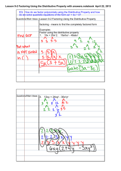 Lesson 9-2 Factoring Using the Distributive Property with answers