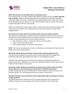 Budget 2009 &ndash; Liquor Mark-up