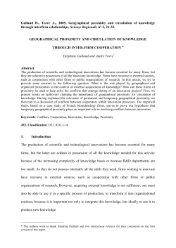 GEOGRAPHICAL PROXIMITY AND CIRCULATION OF