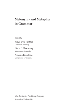 Metonymy and Metaphor in Grammar