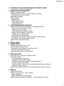 The Rise of Totalitarian and the Causes of WWII