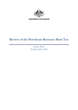 Review of the Petroleum Resource Rent Tax - Issues Note