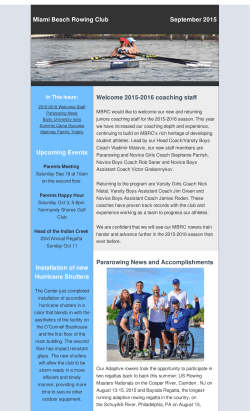Miami Beach Rowing Club September 2015 Upcoming Events