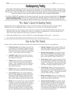 Contemporary Poetry - Mrs. Baker`s English Classes