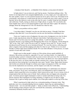 CHARACTER TRAITS - A PERSPECTIVE FROM A COLLEGE