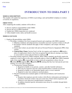 Introduction to OSHA Part 2