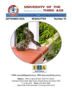 SEPTEMBER 2016 NEWSLETTER Number 75