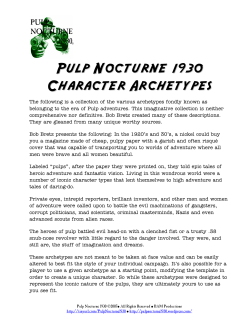 Pulp Nocturne 1930 Character Archetypes