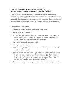 Ling 103 Language Structure and Verbal Art Shakespearean iambic