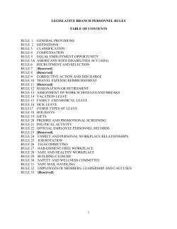1 legislative branch personnel rules table of contents rule 1 general