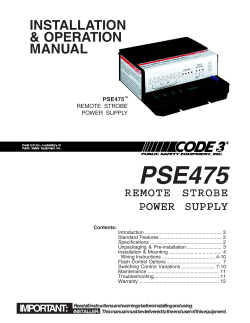 PSE475 Remote Strobe Power Supply Installation Guide