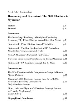 Democracy and Discontent: The 2010 Elections in Myanmar