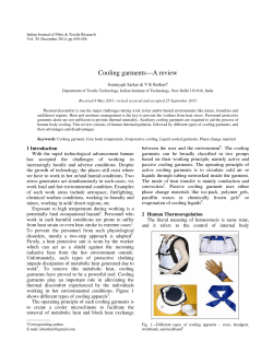 Cooling garments&mdash;A review