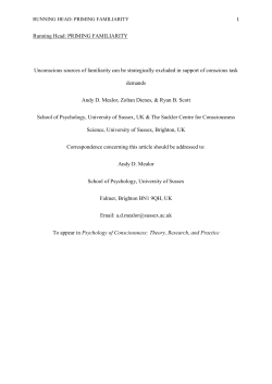 Running Head: PRIMING FAMILIARITY Unconscious sources of