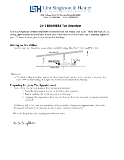 2015 BUSINESS Tax Organizer