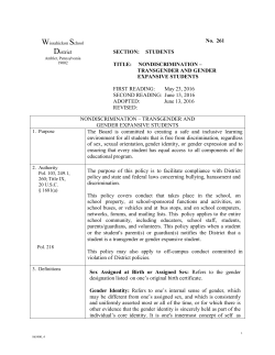 NONDISCRIMINATION &ndash; TRANSGENDER AND GENDER