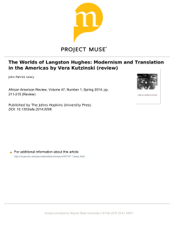 The Worlds of Langston Hughes: Modernism and Translation in the