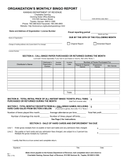 BI-1 Organization`s Monthly Bingo Report Rev. 2-16