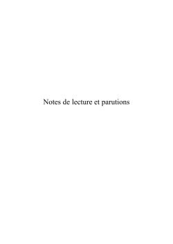 Notes de lecture et parutions