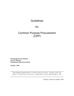 Guidelines for Common Purpose Procurement