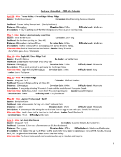 2013 Hike Schedule