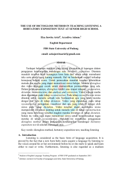 THE USE OF DICTOGLOSS METHOD IN TEACHING LISTENING A