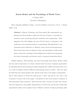 Ernest Becker and the Psychology of World Views