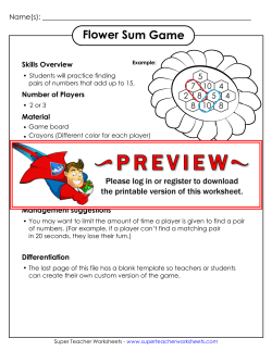 Flower Sum Game - Super Teacher Worksheets